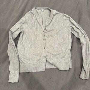 Gray Cardigan Button Down Sweater